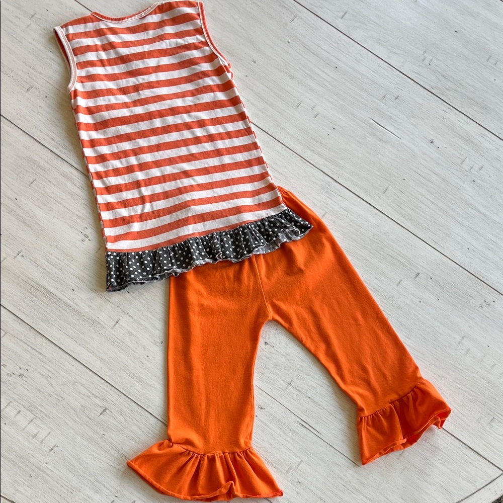 Fall Theme Striped Ruffle Outfit - Picture 2 of 4
